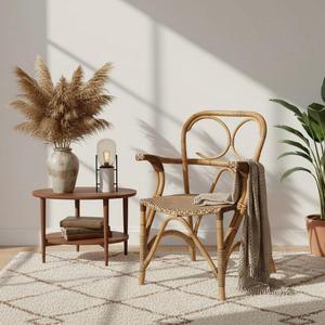 Silla de comedor de ratán ecológica para interiores y exteriores, diseño Vintage moderno, tono neutro, resistencia a todo tipo de clima para hoteles y parques - Product Image 2