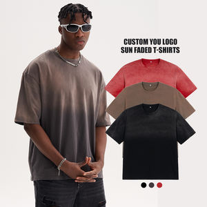 Camiseta de Algodón Grueso de 285 g/m² con Estampado Personalizado con Logotipo, Lavado Ácido, Desgastada, Decolorada por el Sol, Estilo Holgado, Corte Cuadrado, Ropa Urbana para Hombre - Product Image 1