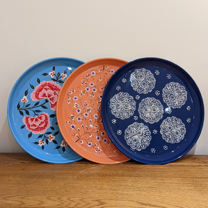 Plaque en acier inoxydable imprimée en émail Plaque de chargeur Artisanat Royal Design Dîner utilisé - Product Image 5