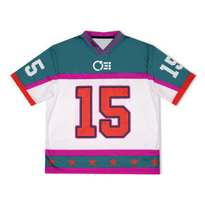 Camiseta de fútbol con bandera de malla sublimada personalizada, camiseta Boxy Fit de fútbol americano, ropa de calle de estilo Retro - Product Image 1