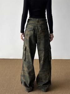 กางเกงขายาวลายพรางทรงหลวมหลายกระเป๋า สไตล์สาวเท่ เอวสูง ขากว้าง - Product Image 3