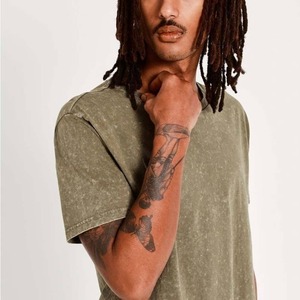 ผู้ชายขนาดใหญ่ผ้าฝ้าย 100% เสื้อยืด 300GSM เฮฟวี่เวทเสื้อยืดขนาดใหญ่ผู้ชายวินเทจกรดล้างเสื้อยืด - Product Image 5