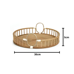 Stylish Brown Rattan Tray Unique Design Natural Eco-Friendly Serving Tray Home Decor <b>Fruit</b> & <b>Vegetable</b> <b>Tools</b> Wholesale - Product Image 3