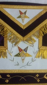 Tabliers et colliers maçonniques personnalisés en cuir brodé 3D Étoile d'Orient - Colliers à chaîne de haute qualité - Product Image 4