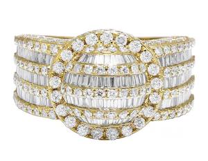 Hip Hop Style Fully Iced Out Round & Baguette Cut Moissanite Diamond In S925 Sterling <b>Silver</b> Custom <b>Ring</b> For <b>Men</b> - Product Image 2