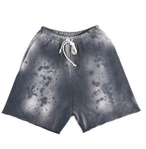 High Quality Acid Wash Shorts Sun Fade Street Wear Dtg Print Vintage <b>Paint</b> Baggy French Terry Acid Washed Men's Shorts - Product Image 4