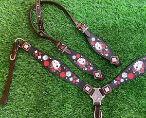 Serre-tête et cuirasse de cheval de créateur occidental en cuir véritable Toutes les boucles Chicago Screw Rein pour l'équitation sportive - Product Image 2