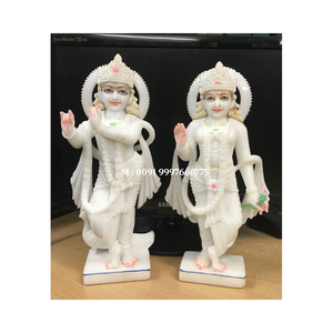 Increíble estatua de Radha Krishna hecha a mano en mármol blanco con acabado brillante para decoración del hogar, oficina y templo, y para fines de culto. - Product Image 1