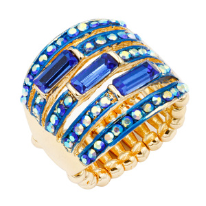 Anelli elasticizzati in cristallo placcato oro formato libero stile Hip-Hop alla moda intarsio taglio alla moda gioielli in acciaio inox per uomo donna - Product Image 4