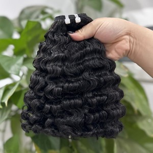 Venta al por mayor PROFUNDA ONDA NATURAL NEGRO SUPER DOBLE PAQUETES CUTÍCULA ALINEADA MATERIA PRIMERA VIETNAMESA EXTENSIONES DE CABELLO HUMANO - Product Image 4
