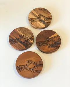 Posavasos de Madera Art Deco Hechos a Mano con Soporte, Diseño de Concha Marina en Madera de Mango para Decoración del Hogar, Bar y Cocina - Product Image 4