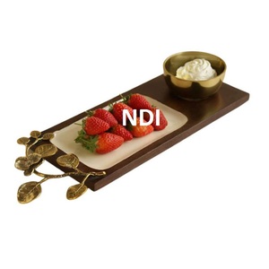 Bandeja de servicio de metal con acabado personalizado de diseñador atractivo con asas para bandeja de servidor de alimentos de desayuno - Product Image 2