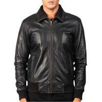 Blouson aviateur en cuir noir pour homme avec une qualité supérieure, un ajustement élégant, un matériau durable, une chaleur hivernale et un confort pour un usage quotidien