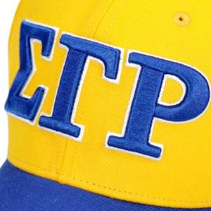 Sigma Gamma Rho SGRho Sorority Cap Royal Blue Gold 20 Lana 80 Acrílico Letras griegas Bordado Front Back Sombrero ajustable - Product Image 4