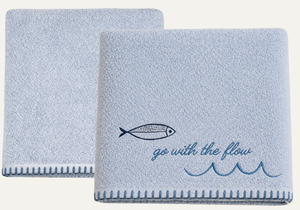 Ensemble de serviettes de bain en coton brodé Marine Summer, orange, rectangulaires, moelleuses, pour usage domestique, taille adulte - Product Image 1