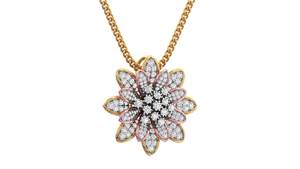 Girasol y oro rosa Diamante cultivado en laboratorio IGI Colgante certificado para mujeres Romántico 14K Oro Boda Joyería fina - Product Image 2