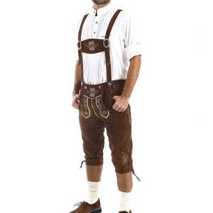 Lederhosen บาวาเรียทันสมัยสำหรับผู้ชาย, กางเกงหนังผูกเอวระบายอากาศลำลอง - Product Image 1