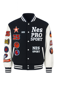 แจ็กเก็ตมีตัวแทนมหาวิทยาลัยแบบย้อนยุคที่กำหนดเองสำหรับทุกเพศเสื้อบอมเบอร์ผ้าวูลและหนัง PU สไตล์สตรีทแวร์ OEM/ODM พร้อมจำหน่ายใน2025 - Product Image 3