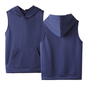OEM logotipo personalizado de alta calidad de algodón y poliéster elegante Streetwear de los hombres de invierno sin mangas sudaderas con capucha de talla grande esencial gran oferta - Product Image 1