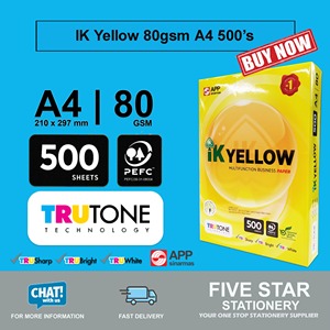 Suministro de fábrica de 100% pulpa de madera natural IK amarillo A4 papel de copia de calidad superior para fines de impresión a granel de oficina - Product Image 4