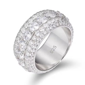 สีขาว Moissanite แหวนเพชรแหวนเงินสเตอร์ลิงที่สวยงามแหวนที่กําหนดเองเครื่องประดับฮิปฮอปสําหรับผู้ชายและผู้หญิงของขวัญสําหรับเธอ - Product Image 4