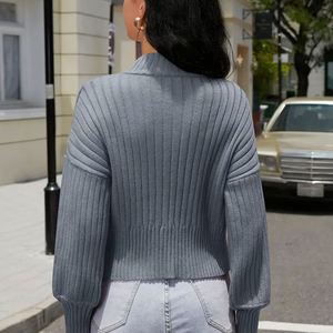 Pull en cachemire chaud pour femmes avec col rond anti-boulochage et motif de manches en tricot torsadé Confort quotidien - Product Image 3