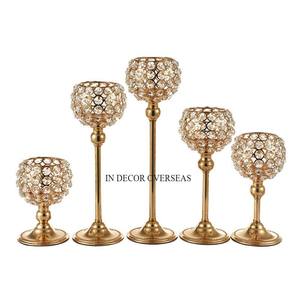 Look accrocheur argent brillant poli 3 bras cristal clair perlé bougeoir table de mariage pièce maîtresse et décoration - Product Image 4