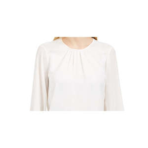 Camicia Lunga Formale da Donna Calvin Klein con Ricamo Floreale, Decorazione in Pizzo, Collo Alto, in Popeline e Chiffon, Disponibile in Bianco XL - Product Image 2