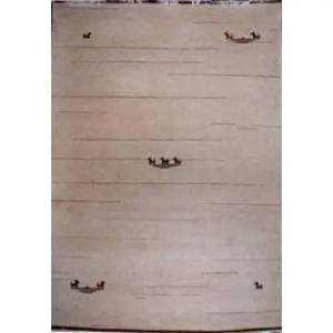 Tapis artisanal exclusif de qualité supérieure, noué à la main, design abstrait crème, en pur coton et laine, pour la décoration de la maison et du bureau. - Product Image 1