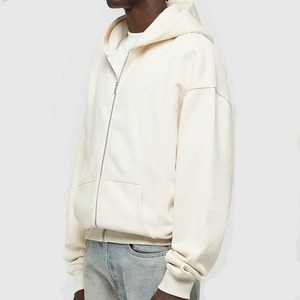 Personnalisé tricoté fermeture éclair à capuche surdimensionné poids lourd Streetwear coton de haute qualité vierge fermeture éclair hommes sweats à capuche - Product Image 4