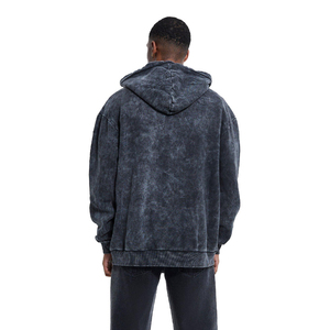 OEM Streetwear <b>Black</b> 300 GSM Fleece Acid Washed Zipper <b>Oversized</b> <b>Hoodies</b> for Men & Women Custom Vintage Wash Men's <b>hoodies</b> - Product Image 6