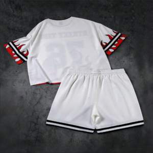 Conjunto de Ropa Casual de Verano para Hombre, 2 Piezas, Ligero y Transpirable, de Poliéster/Algodón, Camiseta Lisa y Pantalones Cortos a Juego, Moderno - Product Image 2