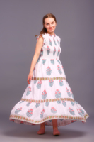 Robe maxi en coton indien faite à la main pour femmes, élégante, à imprimé floral, style bohème, tendance streetwear, boutonnée, lavable, écologique