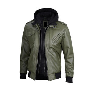 Venta al por mayor de chaqueta de cuero de los hombres de moda Casual para motorista genuino personalizado Slim Fit PU chaqueta de cuero para la venta en línea - Product Image 1