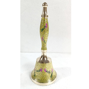 Brass Engraved Hand <b>Bell</b> Green Color Handmade Green Color Brass Hand <b>Bell</b> with Engraved Design Metal Crafts Genre For Decoration - Product Image 5
