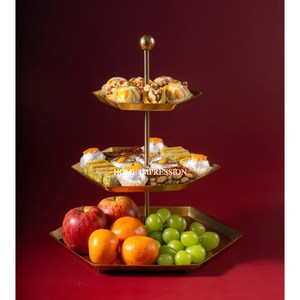 Metallic Hammered Shape Wood Eco-Friendly Modern Stylish <b>Cake</b> <b>Server</b> Stand Bone Inlay Border Large Size Wedding Party <b>Cake</b> Stand - Product Image 2