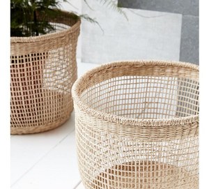 Panier de rangement rond de paille de jacinthe d'eau d'herbe de mer organisateur panier de jardinière panier à linge décor maison fait par Vietnam FBA Amazon - Product Image 2