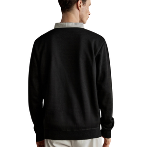 <b>Mens</b> <b>Black</b> V Neck <b>Knit</b> Sweater Long Sleeve Pullover Classic Textured Casual <b>Jumper</b> Button for Wholesale Apparel Suppliers - Product Image 2