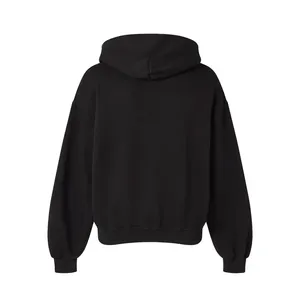 Men's Black Hooded Sweatshirt Oversized Fit Solid Colour Casual <b>Fleece</b> <b>Hoodie</b> With Front Pocket Autumn Wear 2027 - Product Image 2