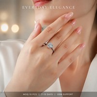 Bague en argent sterling S925 avec moissanite, pavé halo et sertissage clos rond, bijoux pour femme pour fiançailles et soirées