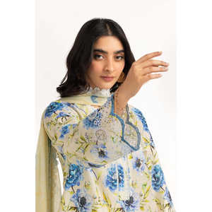 Traje Casual de Verano de 3 Piezas para Mujer, Color Verde Claro, Estampado, con Decoración de Botones - Product Image 3