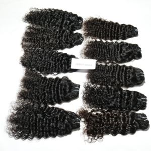 Tissage aligné de cuticules vierges indiennes noires naturelles Double trame Extensions de cheveux humains bouclés en vrac en gros - Product Image 3