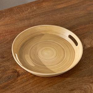 ถาดไม้ไผ่หมุนออตโตมันทรงกลมถาดสำหรับชาและขนมหวานที่บ้านถาดสำหรับจัดเลี้ยงจากโรงงาน - Product Image 1