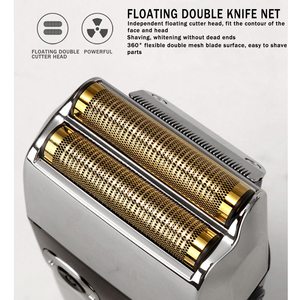 Afeitadora Eléctrica Inalámbrica Recargable para Hombre, Recortadora de Barba de Doble Cuchilla con Pantalla LED, Lavable, USB, Incluye Estuche de Viaje - Product Image 4