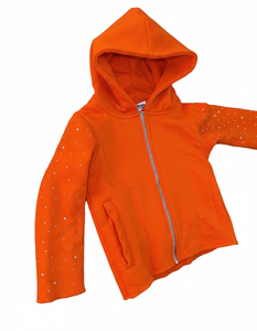Sweats à capuche personnalisés avec strass, manches longues, fermeture éclair, pour adultes, 100% coton molletonné, poids lourd pour l'hiver, ensemble de survêtement assorti, faible MOQ - Product Image 1