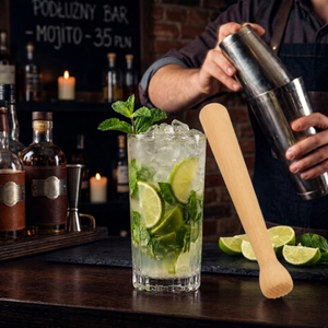 Oiled Beech Wood Cocktail Muddler 22cm Toothed Head Mojito <b>Bar</b> <b>Tool</b> Custom OEM Gift - Product Image 2