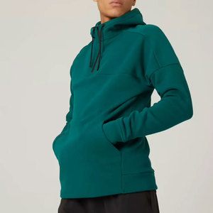 Sweat-shirt à capuche pour homme, fermeture éclair quart de tour, vert uni, coupe classique, vêtements décontractés d'hiver, tissu en molleton respirant, BRANIS SPORTS - Product Image 3