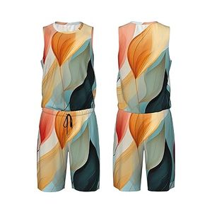 Maillots de basket-ball pour hommes, style moderne du milieu du siècle, imprimés, 100% polyester, séchage rapide, respirants, uniformes, tenues de sport - Product Image 1
