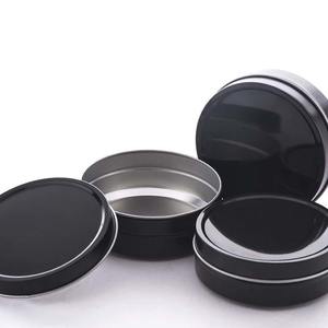 Custom Logo Round Tin Cans Stackable Black Shallow Tinplate Jars for Cosmetics Cookies Chewing Gum Packing Screw Cap Sealing - Product Image 2