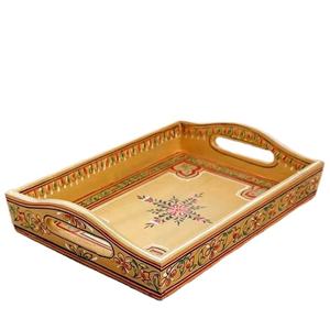 Bandejas Meena personalizadas de madera de primera calidad para servir hoteles y restaurantes Placa de bandejas de exhibición personalizada OEM de estilo indio - Product Image 1